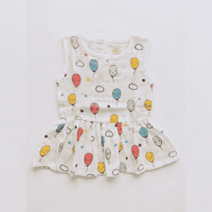 Happy Balloon Muslin Frock