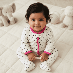 Berry Ruffle Polka Dot Footie