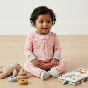 The Blush Ditsy Bow Footed Sleeper