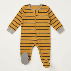 Mustard & Navy Stripe Sleepsuit