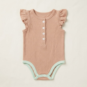 Terracotta Pointelle Ruffle Sleeve Onesie