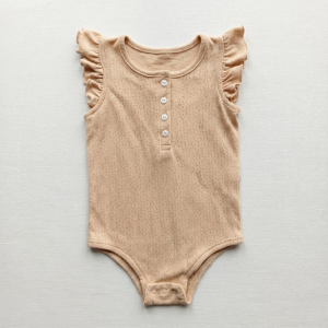 Toffee Pointelle Ruffle Onesie