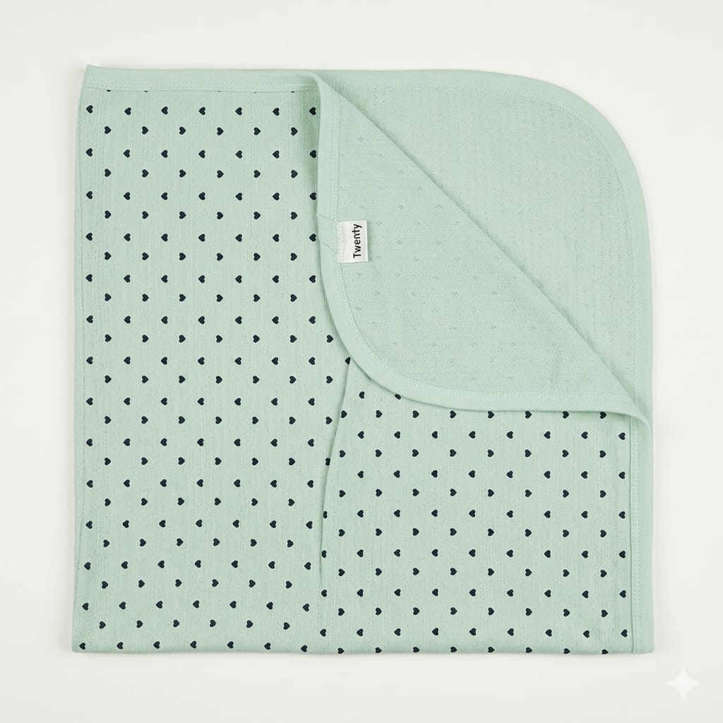 Minty Hearts Knit Blanket
