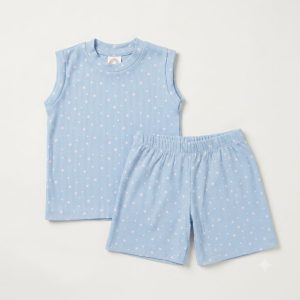Blue Star Print Ribbed Daily Wear Set