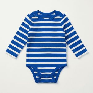 Blue Striped Long Sleeve Baby Bodysuit