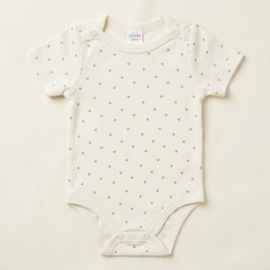 Cream Heart Print Short Sleeve Bodysuit