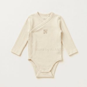 Cream Ribbed Wrap Bodysuit