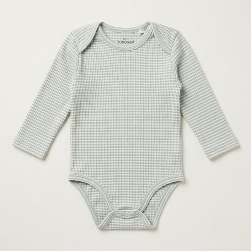 Sage Check Long Sleeve Bodysuit