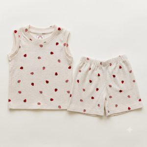 Strawberry Print Ribbed Daily Wear Set