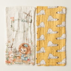 2-Pack Baby Burp Cloth Set | 6-Layer Muslin Bunny & Polar Bear Print