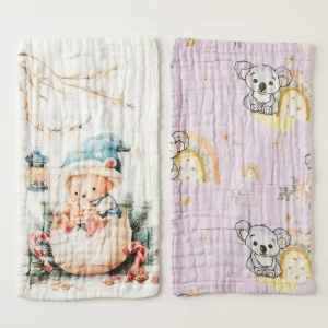2-Pack Baby Burp Cloth Set | 6-Layer Muslin Teddy & Koala Print