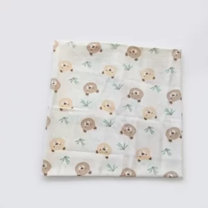 Bear Print Muslin Baby Bath Towel