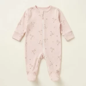 Blush Pink Floral Zip Sleepsuit