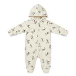 Cream Stork & Bear Print Sleepsuit