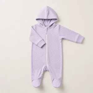 Lilac Polka Dot Hooded Sleepsuit