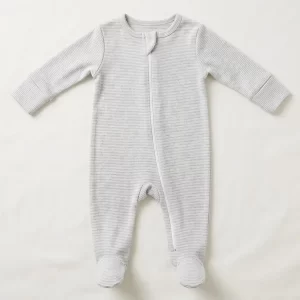 Little Stripe Grey Newborn Sleepsuit