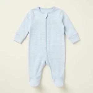 Pale Blue Fine Stripe Sleepsuit