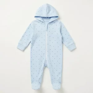 Pale Blue Star Hooded Sleepsuit
