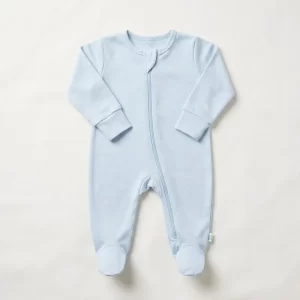 Sky Blue Ribbed Sleepsuit