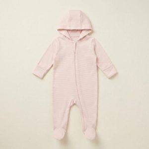 Soft Pink Ribbed Sleepsuit