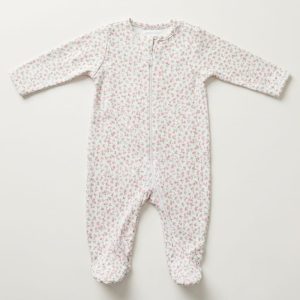 White Pink Floral Sleepsuit