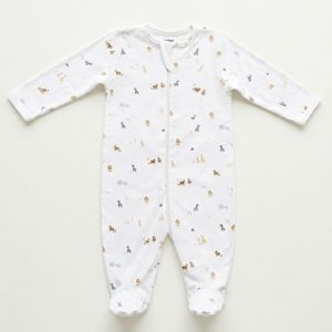 White Safari Animal Print Sleepsuit