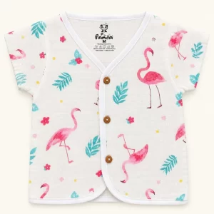 Flamingo Print Crinkled Muslin Baby Jabla
