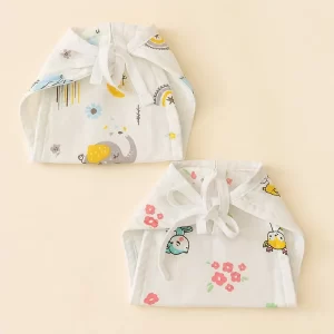 2-Pack Padded Muslin Nappy | flower and little elephant
